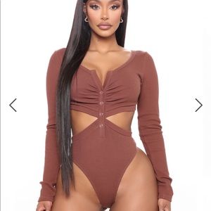 Sweet Karma Ribbed Bodysuit fashion nova brown